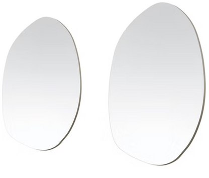 Two oval-shaped mirrors on a white background