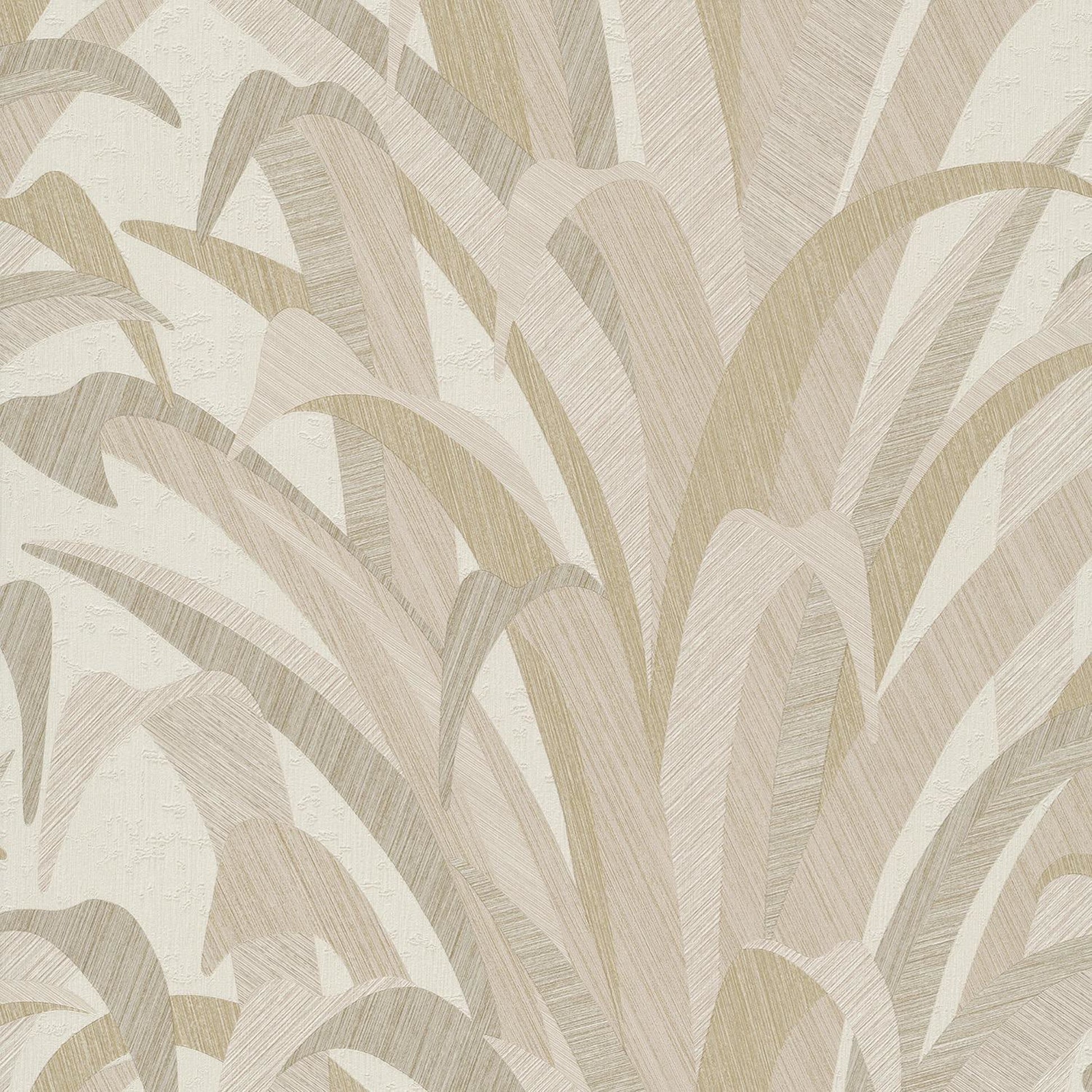 Textured leaf pattern wallpaper in neutral tones