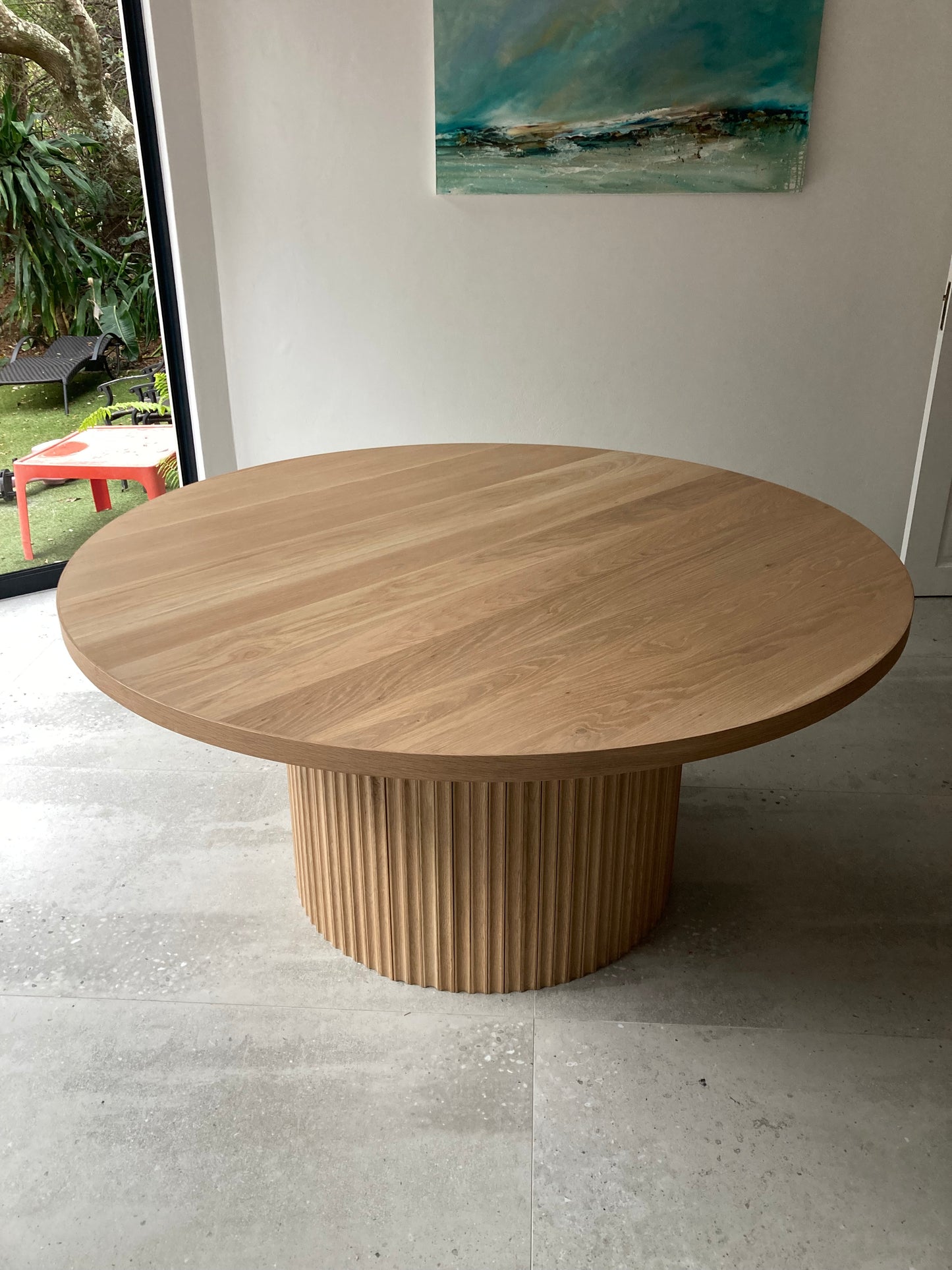 round solid wood outdoor dining table 