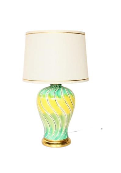 Ceramic Table Lamp: Sea Green & Yellow Swirl lamp base