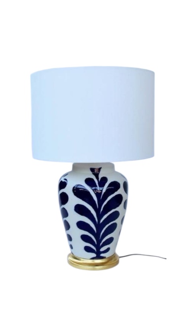 Ceramic Table Lamp: Blue Leaf lamp base