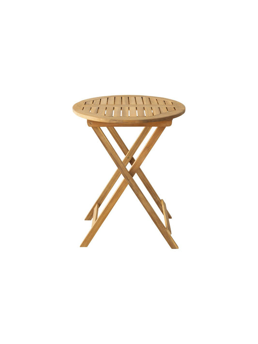 Wooden folding table on a white background