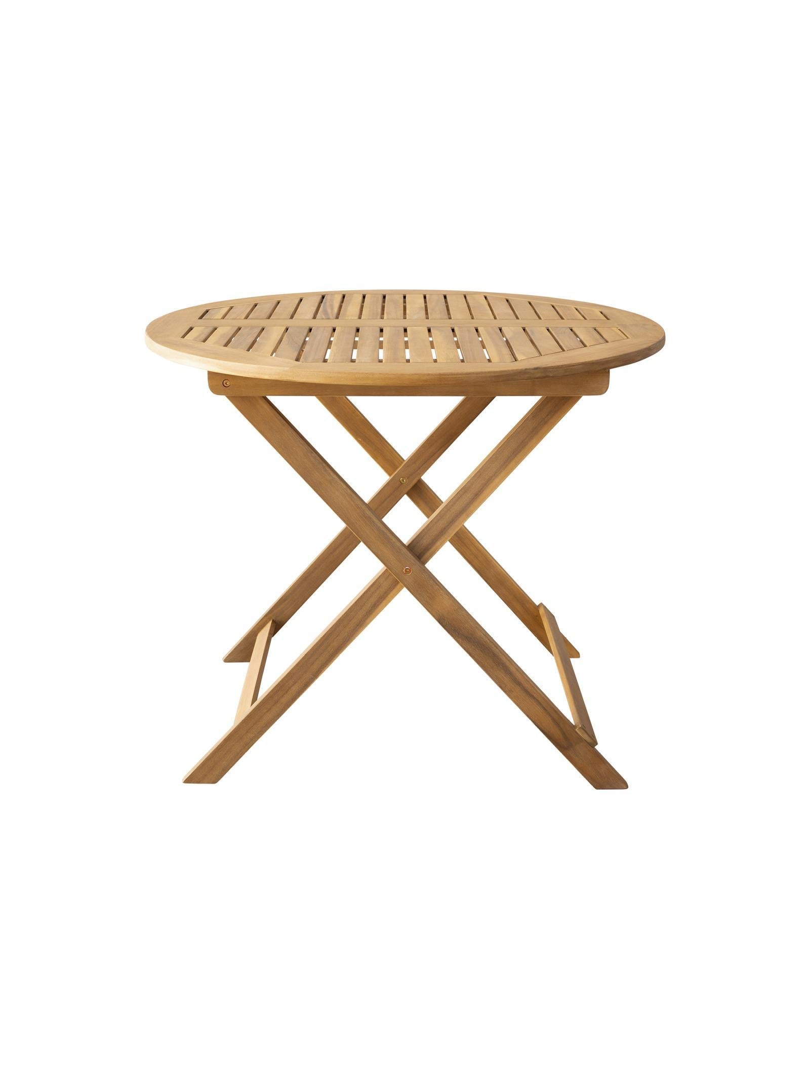 Wooden folding table on a white background