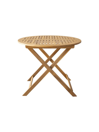 Wooden folding table on a white background