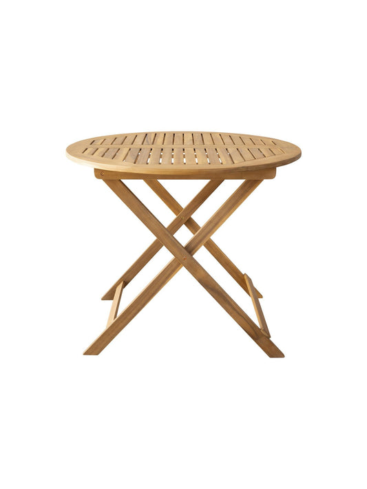 Wooden folding table on a white background