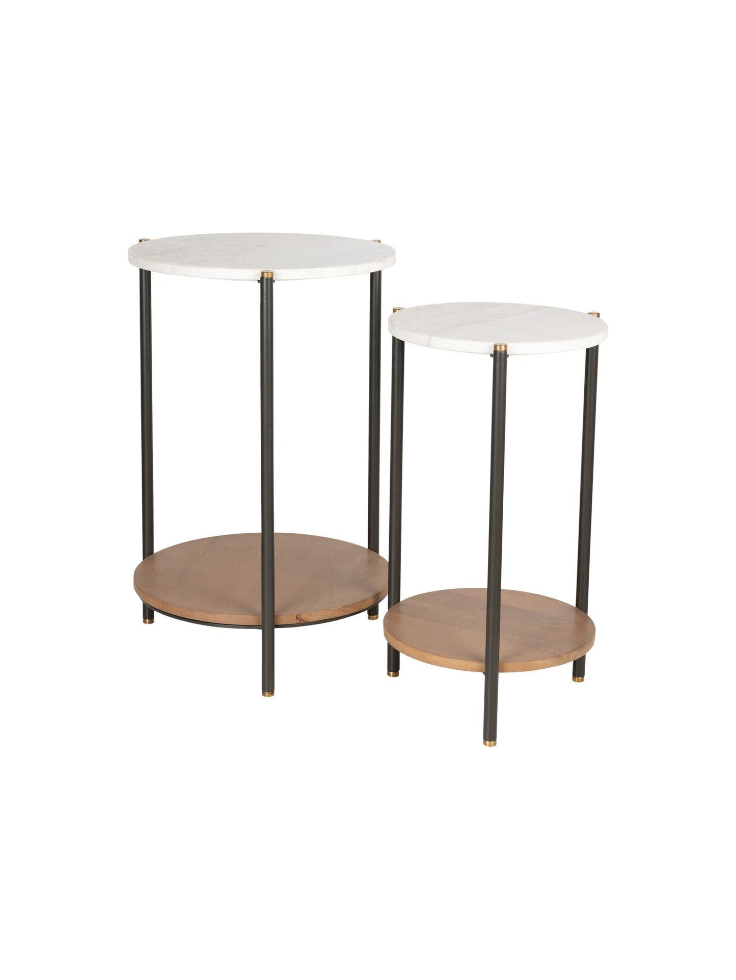 Serene Round Side Table – Marble Surface with Brass-Finished Accents (Medium)