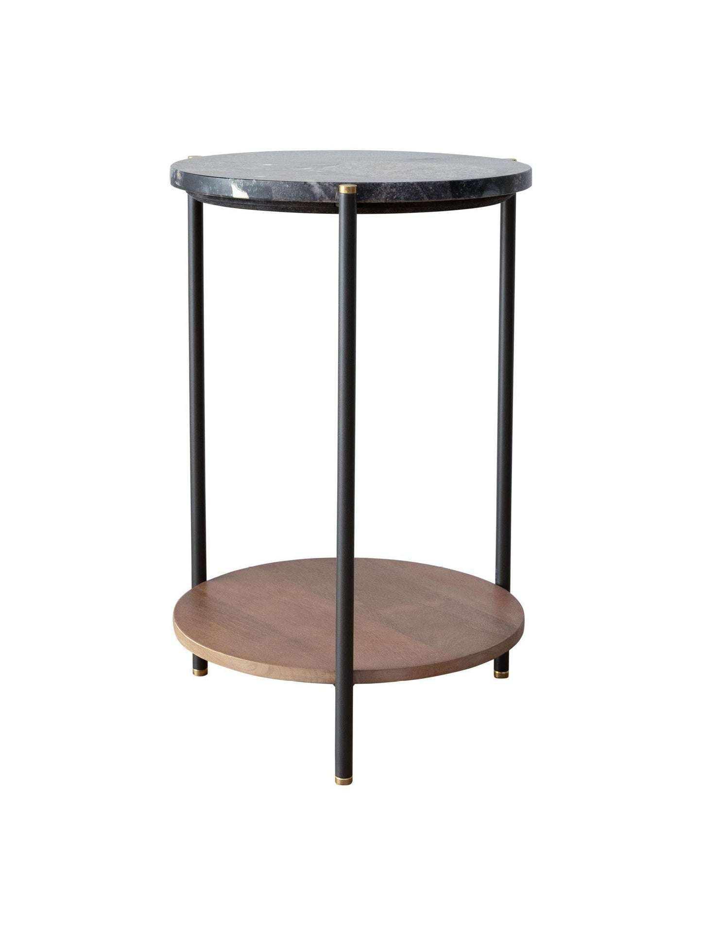 Serene Round Side Table – Marble Surface with Brass-Finished Accents (Medium)