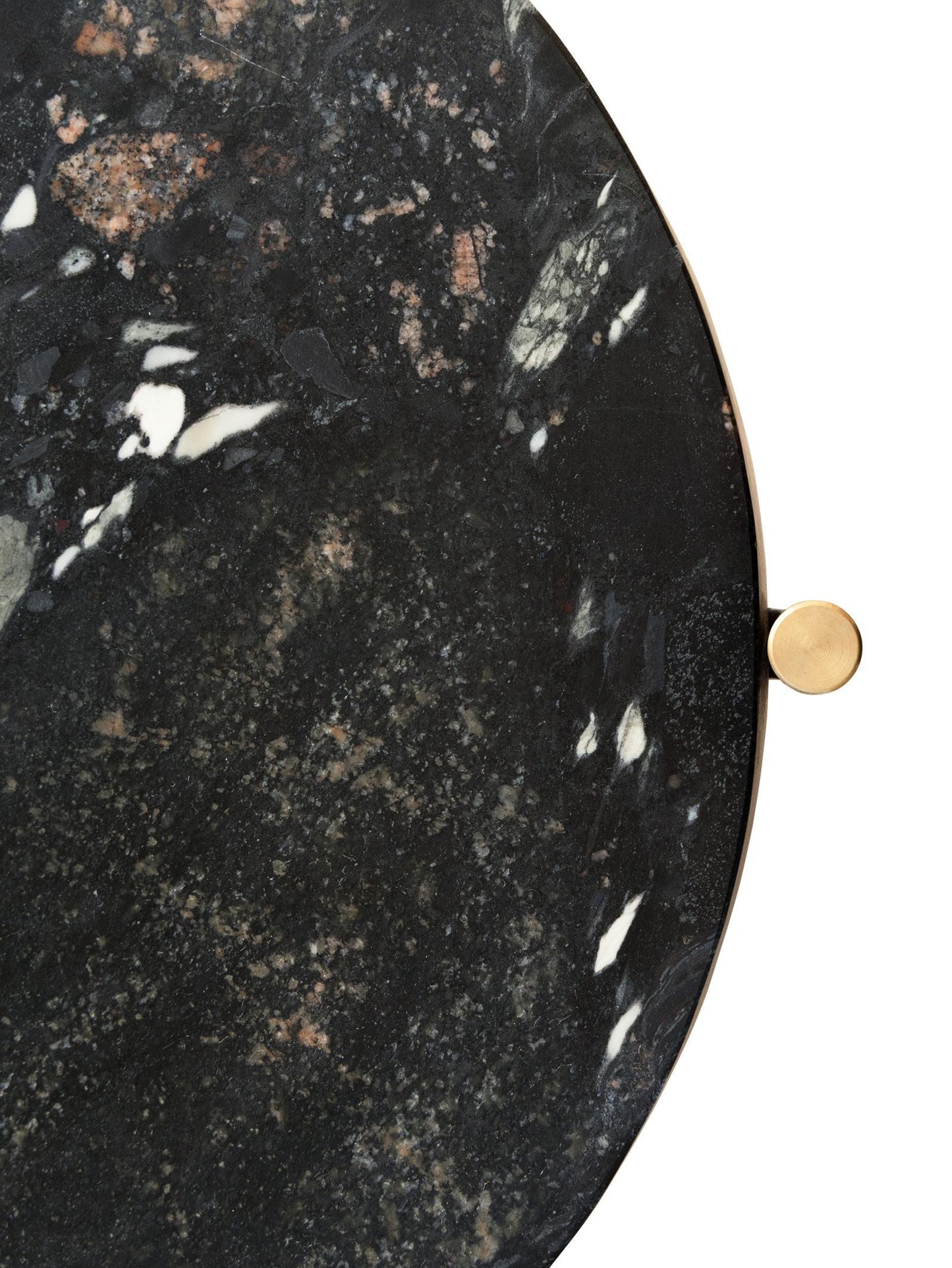 Serene Round Side Table – Marble Surface with Brass-Finished Accents (Medium)