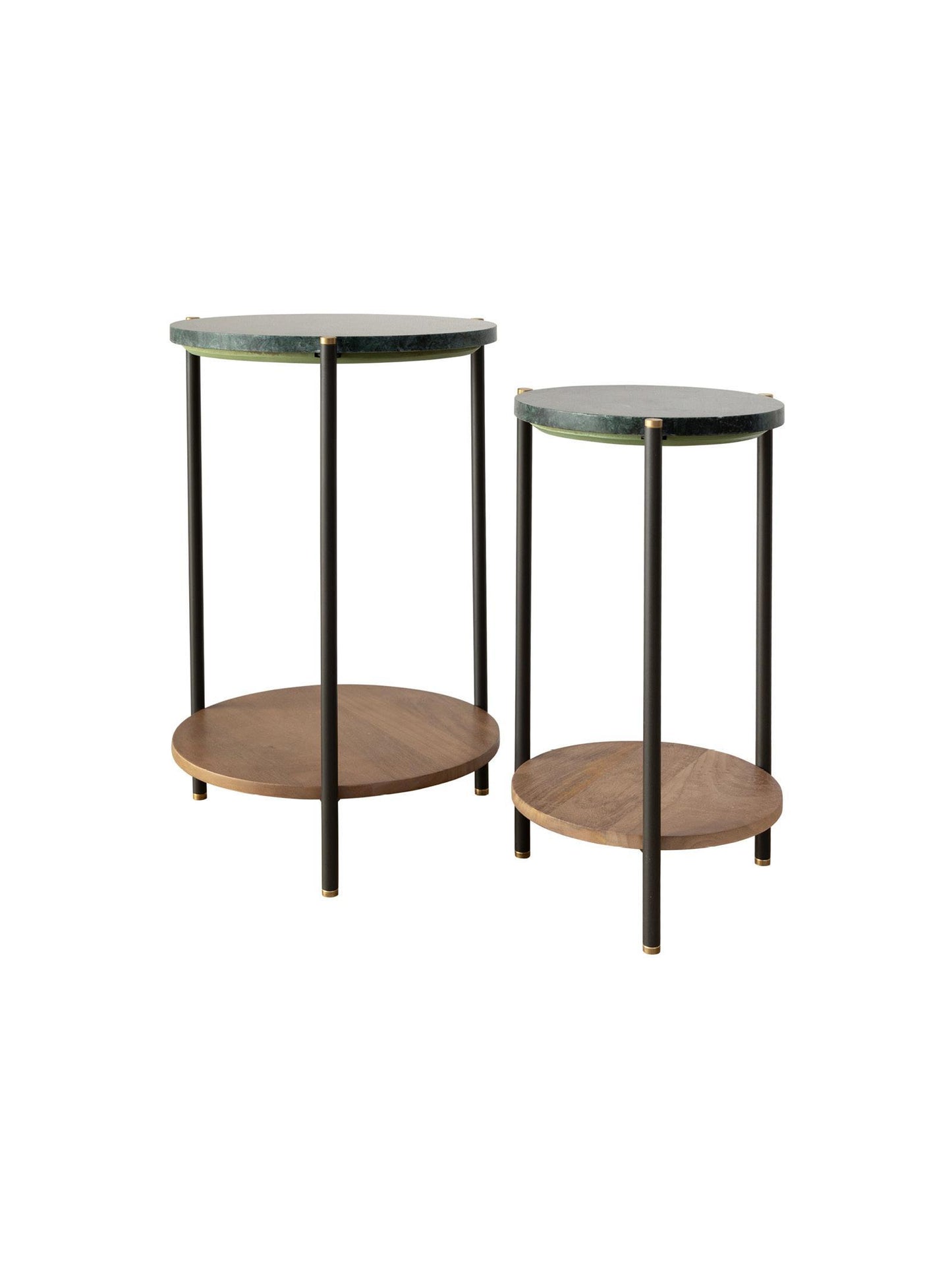 Serene Round Side Table – Marble Surface with Brass-Finished Accents (Medium)