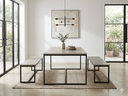 Simple Steel Wood Dining Table