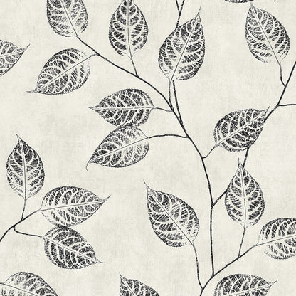 Black leaf pattern on a beige background