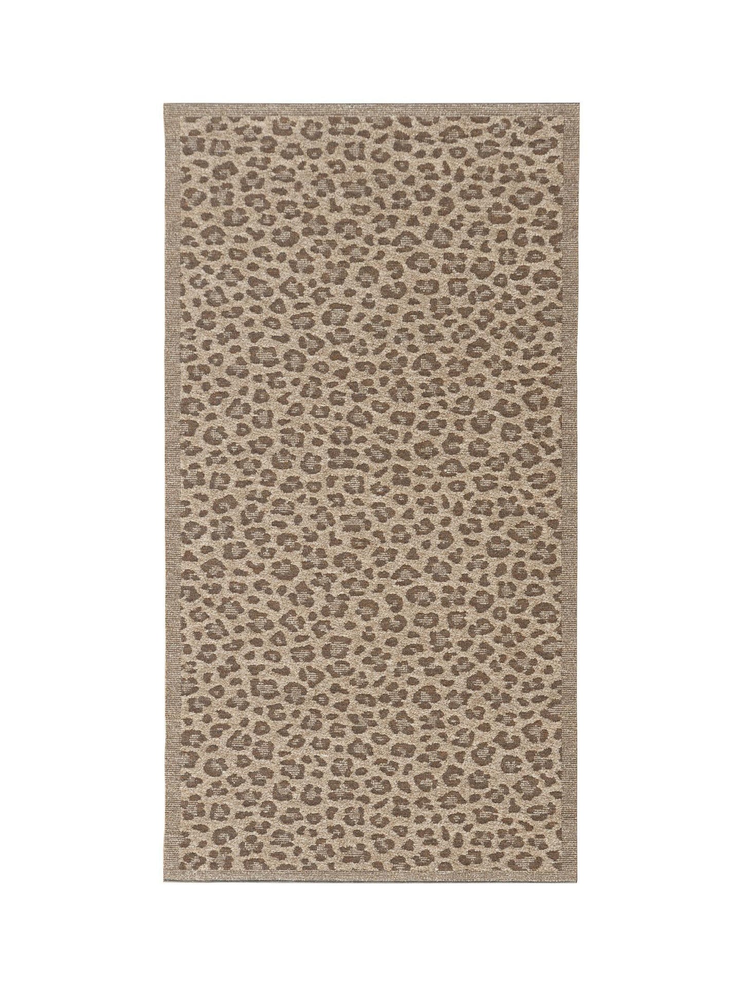 Rug with a leopard print pattern on a beige background
