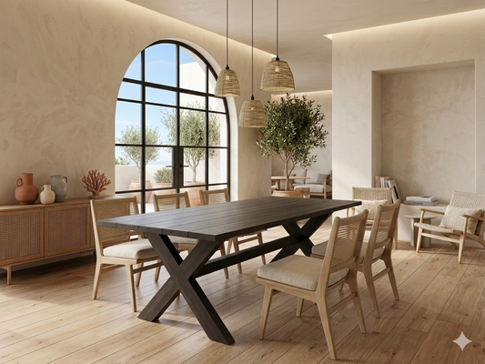 Dining Table - X-leg (Black on black) Wood