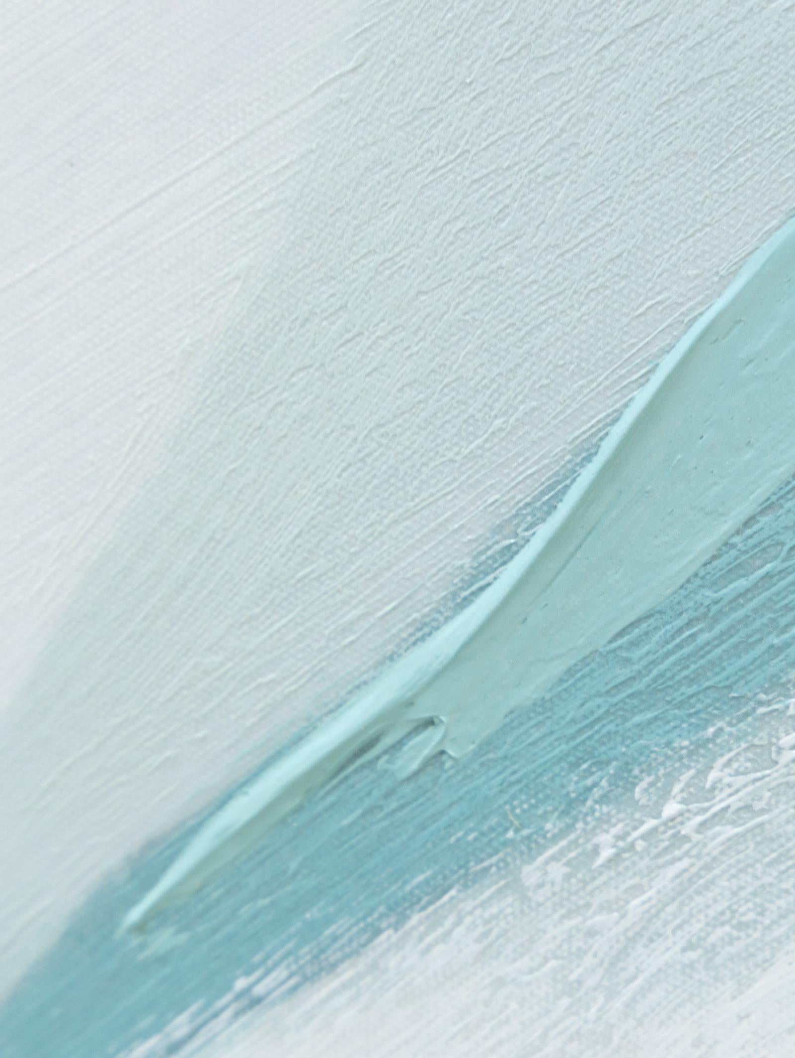 Close-up of a textured surface with a light blue brushstroke