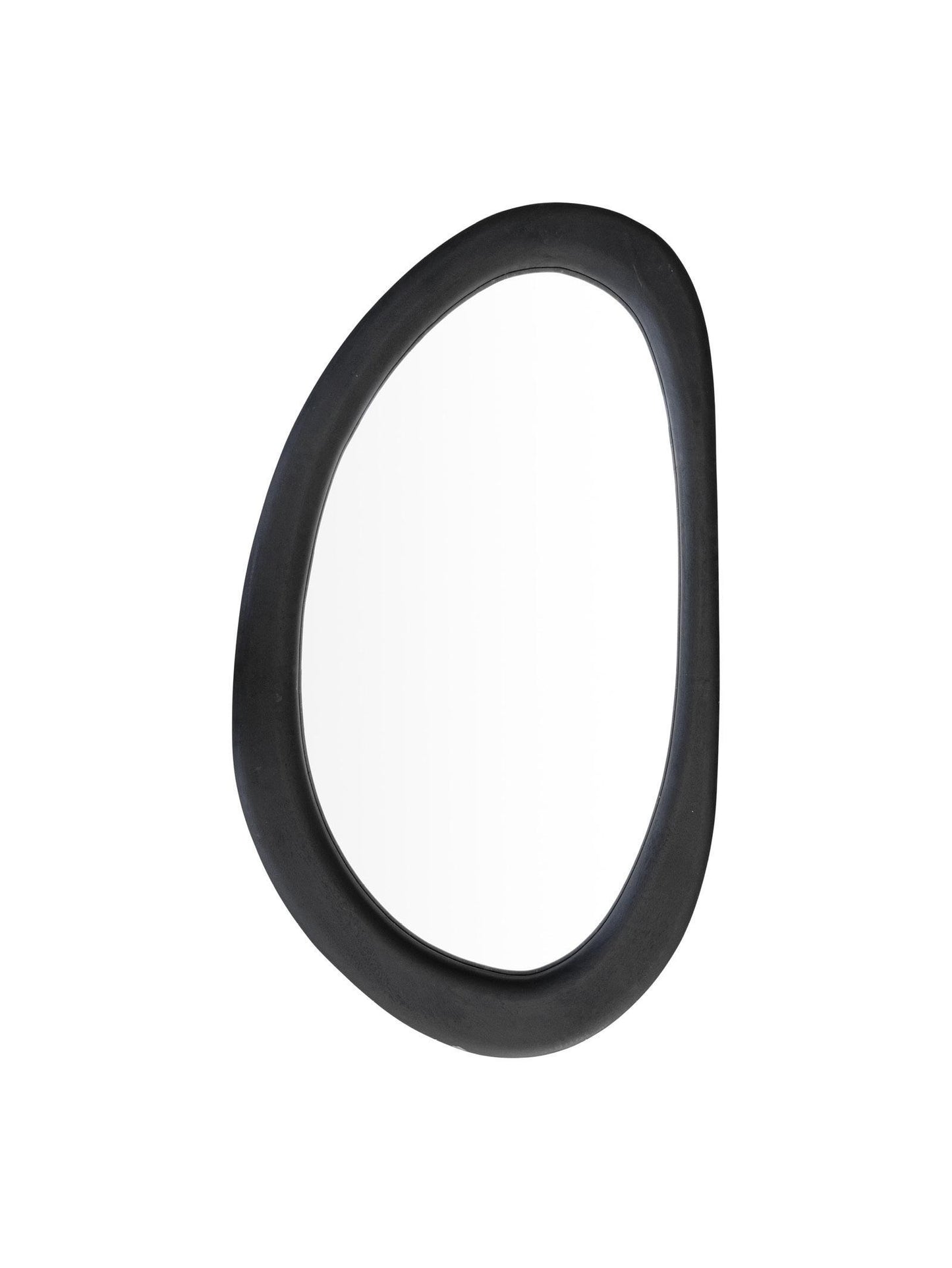 Black wooden mirror on a white background