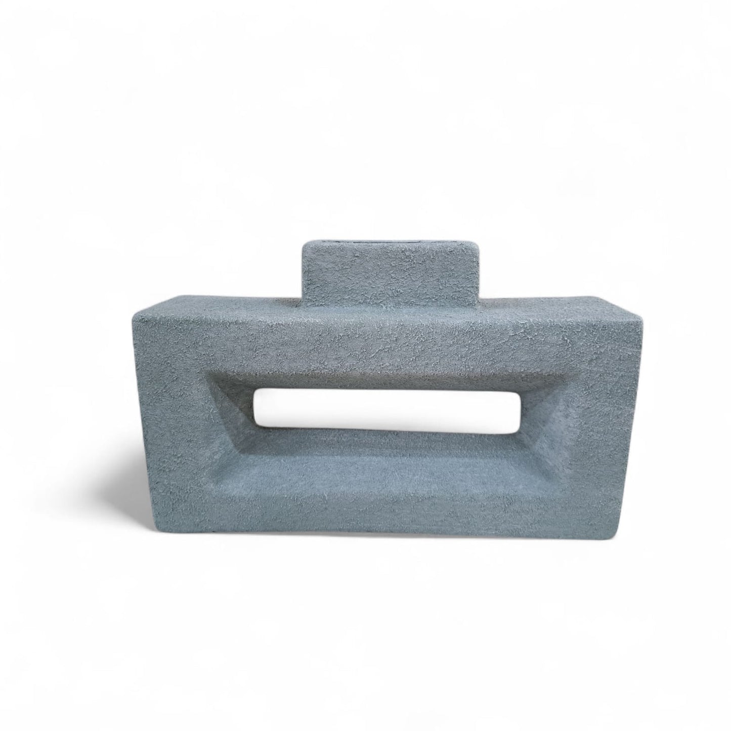 Duckegg coloured low vase with a hole in the middle