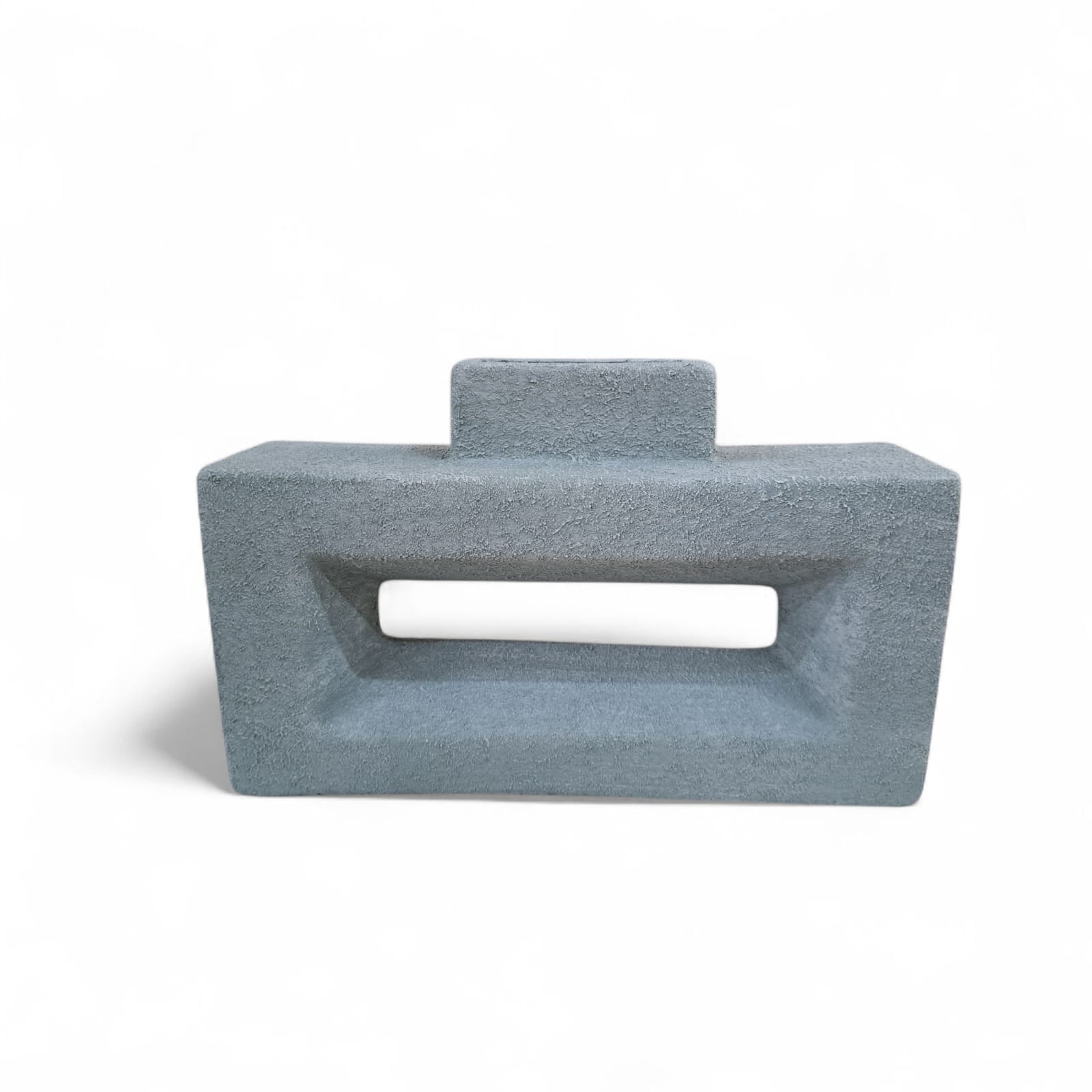 Duckegg coloured low vase with a hole in the middle