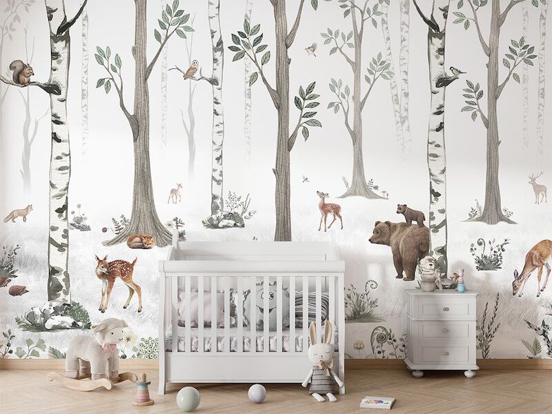 White Forest Wallpaper Mural