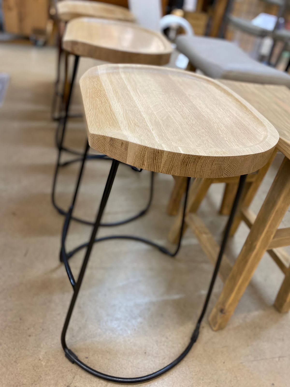 wooden and steel barstool