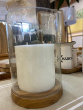 Load image into Gallery viewer, candle holder glass wood hurricane